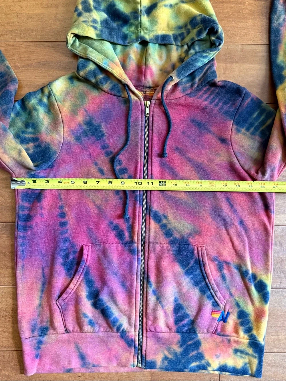 Aviator Nation Red Purple Hand Tie-Dye Full Zip Hoodie - M